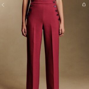 Sézane Marino Sailor Trouser in burgundy, size 6